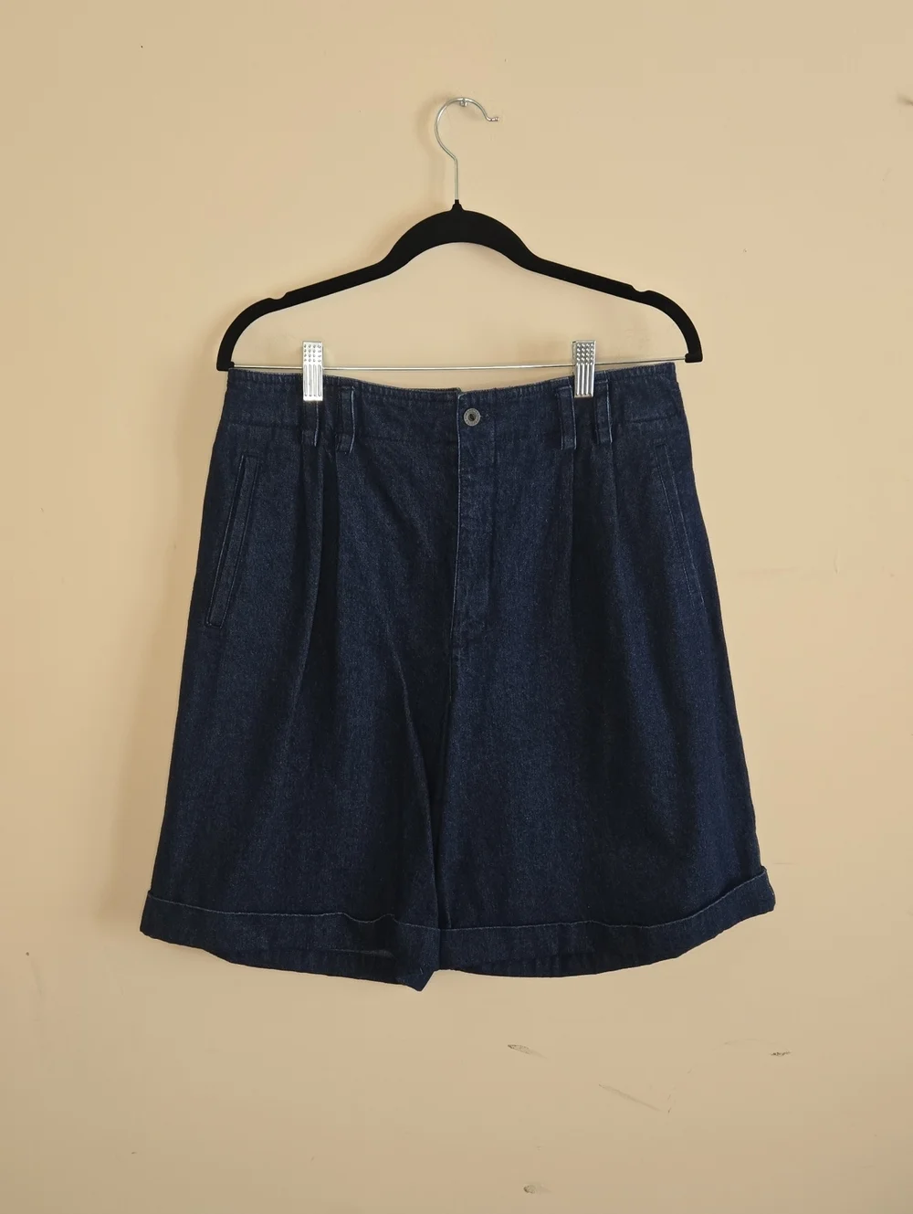 Liz Claiborne Vintage Dark Indigo Denim Jorts Pleated High Rise 90s Mom Shorts